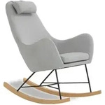 SalesFever Schaukelstuhl mit Kopfkissen | Bezug Textil | Kufen Eiche-Holz | Gestell