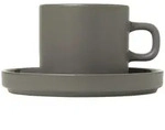Blomus Pilar Set 2 Kaffeetassen mit Untertasse Pewter 200 ml
