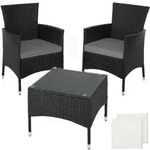 tectake Rattan Gartenset Luzern 2+1 inkl. Bez&uuml;ge in 2 Farben Schwarz