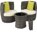 tectake Aluminium Rattan Sitzgruppe Nizza 2+1+1 Grau