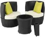 tectake Aluminium Rattan Sitzgruppe Nizza 2+1+1 Schwarz
