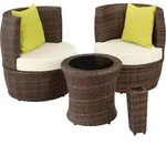 tectake Aluminium Rattan Sitzgruppe Nizza 2+1+1 Schwarz/Braun