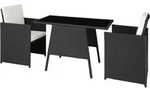 tectake Rattan Sitzgruppe Lausanne 2+1 Schwarz