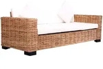 vidaXL 3-Sitzer Gartensofa Nat&uuml;rliches Rattan