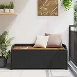 vidaXL Gartenbank mit Stauraum 120 cm Poly Rattan Schwarz