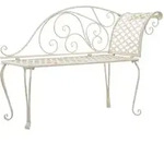 vidaXL Garten-Chaiselongue 128 cm Metall Antik Wei&szlig;
