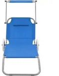 vidaXL Klappliege mit Sonnenschutz und R&auml;dern Stahl Blau