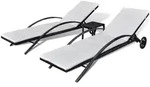 vidaXL Sonnenliegen mit Tisch Poly Rattan Schwarz