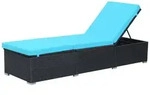 vidaXL Sonnenliege mit Auflage Poly Rattan Schwarz