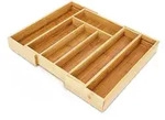 Relaxdays Besteckkasten Bambus, ausziehbar, 5-7 F&auml;cher, HxBxT:5x43x34cm,