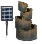 Blumfeldt Mantua Kaskadenbrunnen Gartenbrunnen 4 Stufen Akku 2,8W Solar LED Grau