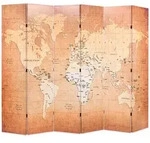 vidaXL Raumteiler klappbar 228 x 170 cm Weltkarte Gelb