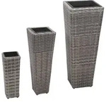 vidaXL Garten-Hochbeet 3-tlg. Poly Rattan Grau