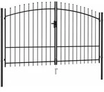 vidaXL Zauntor Doppelfl&uuml;gel mit Speerspitzen Stahl 3 x 2 m Schwarz