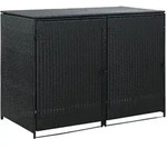 vidaXL M&uuml;lltonnenbox f&uuml;r 2 Tonnen Poly Rattan Schwarz 148x80x111 cm