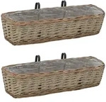 vidaXL Balkon-Blument&ouml;pfe 2 Stk. Weide mit PE-Auskleidung 60 cm