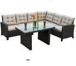 Merxx Salerno Eckbank Dinning Set, 1 Eckbank inkl. Sitz- und R&uuml;ckenkissen, 1 Tisch