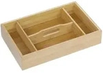Relaxdays Besteckkasten Bambus, 4 F&auml;cher, robuster Besteckorganizer mit Henkel,