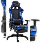 CLP Gaming B&uuml;rostuhl Turbo XL mit Fu&szlig;ablage schwarz/blau/Kunstleder (metallic)