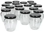 20er Set Marmeladenglas Vaso Orcio 212ml + To63 Deckel Schwarz