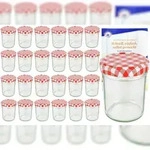 25er Set Sturzglas 230 ml HOCH To 66 rot karierter Deckel incl. Diamant...