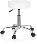 Hocker / Drehhocker / Arbeitsstuhl OPERATOR II Kunstleder weiss Chrom hjh OFFICE