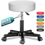 CASARIA&reg; Rollhocker H&ouml;henverstellbar Kunstleder Wei&szlig;