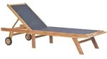 vidaXL Sonnenliege Klappbar mit R&auml;dern Teak Massivholz und Textilene