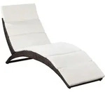 vidaXL Klappbare Sonnenliege mit Auflage Poly Rattan Braun