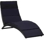 vidaXL Sonnenliege mit Auflage Poly Rattan Schwarz