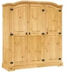 vidaXL Kleiderschrank Mexiko-Stil Kiefernholz 3 T&uuml;ren