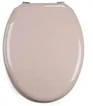 MSV WC Sitz Toilettendeckel MDF Holzkern &bdquo;Beige&ldquo; Scharniere aus Edelstahl -