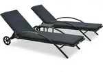 vidaXL Sonnenliegen mit Tisch Poly Rattan Anthrazit