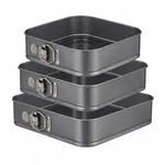Relaxdays Springform quadratisch 3er Set, antihaftbeschichtet, eckige Kuchenform,
