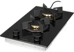 Klarstein Goldflame Domino Gaskochfeld 2-flammig Messing-Brenner Glaskeramik Schwarz