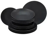 CreaTable Soft Touch Schwarz Tellerset 12-tlg Steinzeug