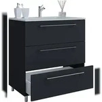 VCM Badm&ouml;bel Waschtisch Badinos Schwarz H. 86 x B. 60 x T. 46 cm