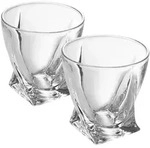 Intirilife 2x Whisky Glas in KRISTALL KLAR 'TWISTED' - 300 ml F&uuml;llemenge - Old