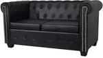 vidaXL Chesterfield-Sofa 2-Sitzer Kunstleder Schwarz