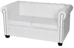 vidaXL Chesterfield Sofa 2-Sitzer Kunstleder Wei&szlig;