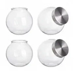 Relaxdays Bonbongl&auml;ser, 4er Set, 1,5 L, Vorratsgl&auml;ser f&uuml;r S&uuml;&szlig;igkeiten,