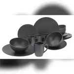 CreaTable Soft Touch Schwarz Kombiservice 16-tlg Steinzeug