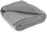 wometo Kuscheldecke Strick OEKO-TEX 140x190 grau - warme weiche Strickdecke mit edlem