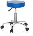 Hocker / Drehhocker / Arbeitsstuhl OPERATOR II Kunstleder blau Chrom hjh OFFICE