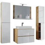 VCM Badm&ouml;bel Waschtisch Lendas Honig-Eiche / Wei&szlig; H. 150 x B. 126 x T. 51 cm