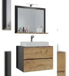VCM Badm&ouml;bel Waschtisch Lendas Anthrazit / Honig-Eiche H. 134 x B. 60 x T. 51 cm