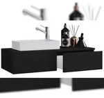 VCM Badm&ouml;bel Waschtisch Gudas Schwarz H. 19 x B. 85 x T. 35 cm