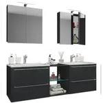 VCM Badm&ouml;bel Waschtisch Badinos Schwarz H. 112 x B. 155 x T. 46 cm
