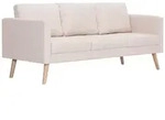vidaXL 3-Sitzer-Sofa Stoff Cremewei&szlig;