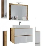 VCM Badm&ouml;bel Waschtisch Lendas Honig-Eiche / Wei&szlig; H. 134 x B. 60 x T. 51 cm